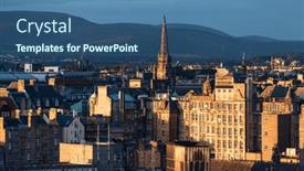  Presentation with united kingdom - Audience pleasing theme consisting of edinburgh-city-skyline-from-calton backdrop and a ocean colored foreground