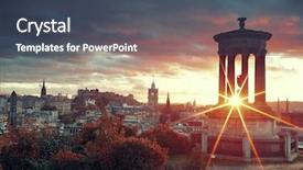  Presentation with united kingdom - Audience pleasing PPT theme consisting of edinburgh city skyline viewed backdrop and a ocean colored foreground
