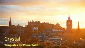  Presentation with united kingdom - Audience pleasing slide set consisting of edinburgh city skyline viewed from calton hill united kingdom backdrop and a tawny brown colored foreground