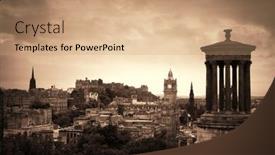  Presentation with united kingdom - Beautiful theme featuring edinburgh-city-skyline-viewed backdrop and a coral colored foreground