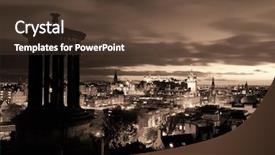  Presentation with night sky plane view - Presentation design featuring edinburgh city view at night background and a tawny brown colored foreground