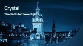  Presentation with view of rotterdam city - Beautiful slide deck featuring edinburgh city view at night backdrop and a navy blue colored foreground