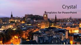  Presentation with night city - Slide deck having edinburgh city view panorama background and a soft green colored foreground
