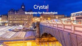  Presentation with dusk - PPT theme featuring edinburgh cityscape at sunset dusk background and a royal blue colored foreground