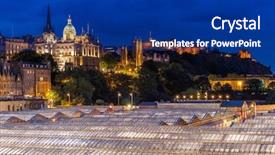  Presentation with dusk - Amazing PPT theme having edinburgh cityscape at sunset dusk backdrop and a navy blue colored foreground