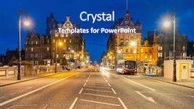  Presentation with scotland - Beautiful presentation design featuring edinburgh cityscape at sunset dusk backdrop and a ocean colored foreground