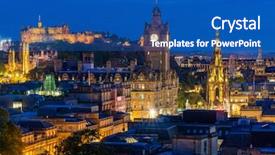  Presentation with hill - Slide set featuring edinburgh cityscape from calton hill background and a ocean colored foreground