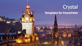  Presentation with union jack flag and clock tower - Colorful presentation design enhanced with edinburgh clock tower and scott backdrop and a ocean colored foreground