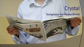  Presentation with news - Colorful slides enhanced with shot of dog walking a tight-rope in mallory square key west backlit by the sunset backdrop and a violet colored foreground.