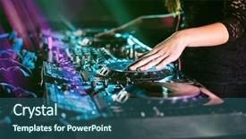  Presentation with edm - Slide set with edm - dj mixes the track background and a ocean colored foreground