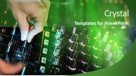  Presentation with party invitation gold - Audience pleasing slide set consisting of edm - dj mixes the track backdrop and a forest green colored foreground