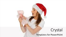  Presentation with girl in red dress - Presentation theme having wind turbine in the baltic sea renewable energy finland seascape background and a light gray colored foreground