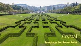  Presentation with park - Beautiful presentation theme featuring eduardo-vii-park-in-lisbon backdrop and a tawny brown colored foreground