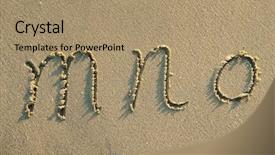  Presentation with alphabet - Cool new presentation design with educa o - alphabet letters handwritten in sand backdrop and a coral colored foreground