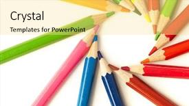  Presentation with crayons - PPT theme enhanced with educa o - closeup of a crayons circle background and a yellow colored foreground