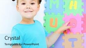  Presentation with medical letter - Slide set having educa o - cute little girl is pointing background and a arctic colored foreground