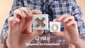  Presentation with educational - Theme featuring educa o - educational cubes in hands close-up background and a coral colored foreground