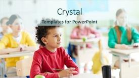  Presentation with desk - Amazing PPT layouts having educacion - cute schoolboy with pencil sitting backdrop and a sky blue colored foreground