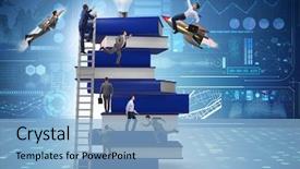  Presentation with books - Colorful PPT theme enhanced with educacion - education concept with books backdrop and a light blue colored foreground