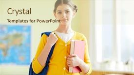  Presentation with elementary school career day and technology - Amazing presentation theme having educacion - serious schoolgirl in casualwear standing backdrop and a soft green colored foreground