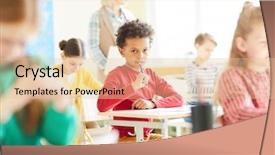  Presentation with test exam papers - Amazing presentation design having educacion - thoughtful schoolboy keeping pencil backdrop and a  colored foreground