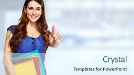  Presentation with student - Colorful slide deck enhanced with educacion - young beautiful student woman portrait backdrop and a sky blue colored foreground