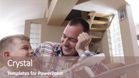  Presentation with father and son - Amazing slide deck having educaiton - father and son assembling airplane backdrop and a coral colored foreground