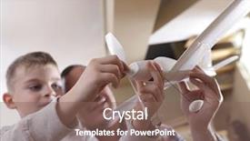  Presentation with father and son - Amazing PPT theme having educaiton - father and son assembling airplane backdrop and a  colored foreground