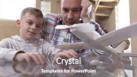  Presentation with living room - Audience pleasing PPT theme consisting of educaiton - father and son assembling airplane backdrop and a  colored foreground