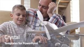  Presentation with living room - Beautiful PPT theme featuring educaiton - father and son assembling airplane backdrop and a  colored foreground