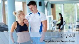  Presentation with young healthy people - Slide deck enhanced with educaiton - group portrait of healthy background and a  colored foreground