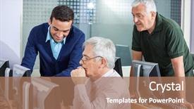  Presentation with african american in computer class business - Audience pleasing theme consisting of educaiton - happy instructor explaining senior men backdrop and a  colored foreground