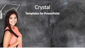  Presentation with class - Presentation theme consisting of educaiton - young college student who is background and a  colored foreground