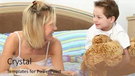  Presentation with reading - Audience pleasing PPT layouts consisting of educaiton books - mother and son reading book backdrop and a coral colored foreground