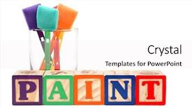  Presentation with sponges - Presentation theme featuring educatio n - glass of colorful paint sponges background and a sky blue colored foreground