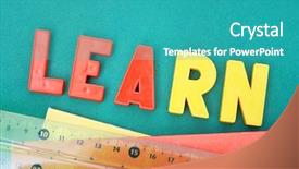  Presentation with learn - Beautiful PPT theme featuring educatio n - image of word learn backdrop and a  colored foreground