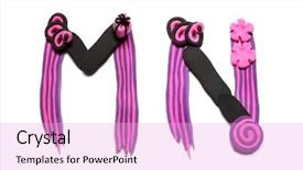  Presentation with pink black - Theme featuring educatio n - plasticine letters m and n background and a lavender colored foreground