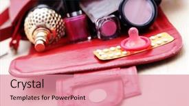  Presentation with condom - Slide set with sexual education - birth control pill with condom background and a coral colored foreground