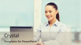  Presentation with business technology internet and network - Theme with computer education - business and technology concept background and a mint green colored foreground