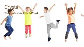  Presentation with collage - PPT layouts featuring education - collage of jumping schoolchildren background and a cream colored foreground