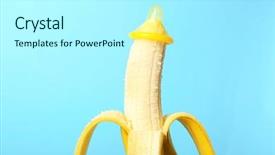  Presentation with condom - Amazing slide set having education - condom on banana against color backdrop and a arctic colored foreground