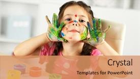  Presentation with education cute - Colorful presentation design enhanced with education - cute little girl painting picture backdrop and a coral colored foreground