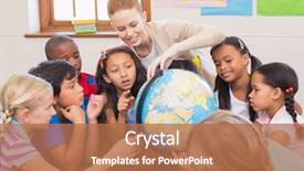  Presentation with education cute - Theme consisting of education - cute pupils and teacher background and a coral colored foreground