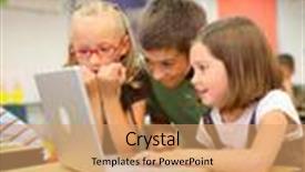  Presentation with elementary - Cool new presentation theme with elementary school students looking backdrop and a coral colored foreground