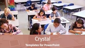  Presentation with school elementary - Amazing slide deck having education - elevated view of teacher backdrop and a coral colored foreground