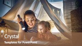  Presentation with mom - Slide deck enhanced with education - family bedtime mom and child background and a tawny brown colored foreground