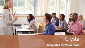  Presentation with teaching - Beautiful PPT layouts featuring education - female tutor teaching class backdrop and a coral colored foreground