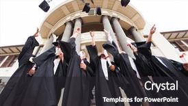  Presentation with graduation - PPT layouts enhanced with education - group of happy graduates throwing background and a dark gray colored foreground