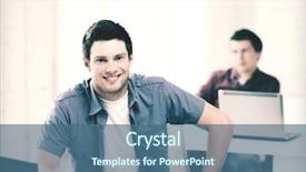  Presentation with students - Audience pleasing presentation theme consisting of education - group of smiling students backdrop and a ocean colored foreground