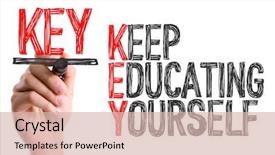  Presentation with marker - Audience pleasing PPT theme consisting of education - hand with marker writing keep backdrop and a lemonade colored foreground